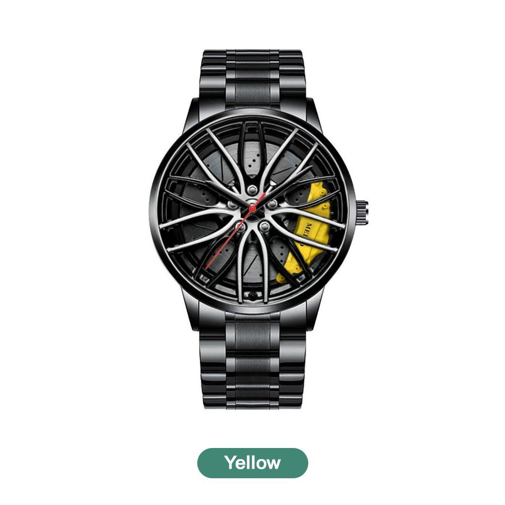 Men's Car Wheel Rim Hub Design Quartz Watch Alloy Sports Wrist Watch Fashion Timepiece For Men