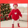 Baby Christmas Long Sleeve Romper With Hood Thick Cotton Blend For Toddler Boys Girls