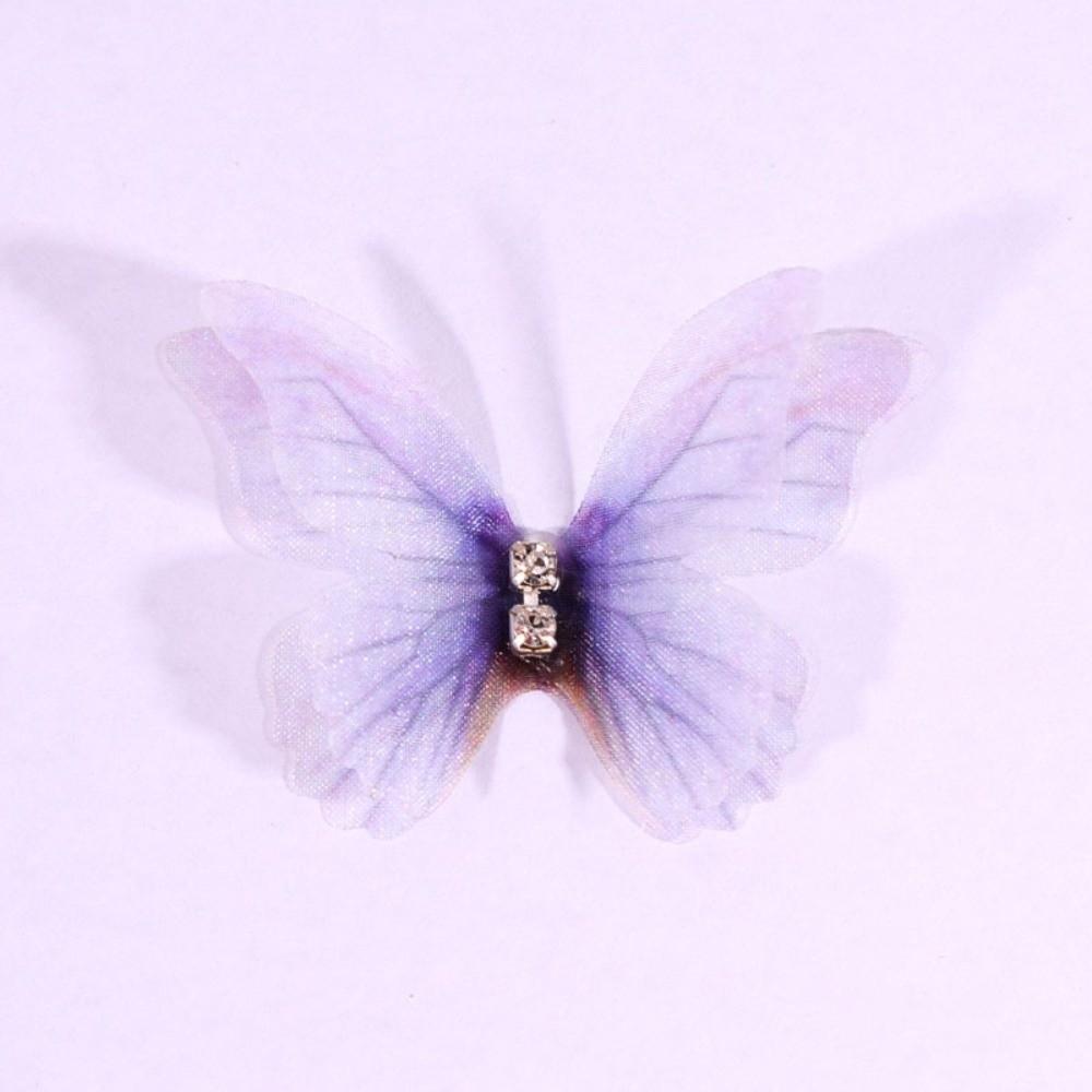 50Pcs Double-layer Chiffon Butterfly Embroidered Patches Bridal Hair Accessories