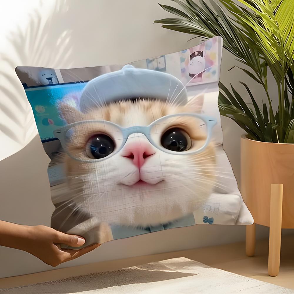 Cute Funny Internet Meme Cat Pillow Case Linen Cushion Covers For Decorative Sofa Home Pillows Case Car Chair Pillows Cases
