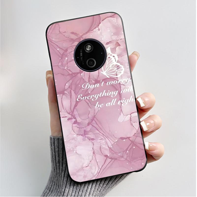 Printed Phone Case For Nokia 110 4G 2024/HMD 110 4G/Nokia 125 4G 2024 Soft Silicone Black Shell Cover Cute Flower Cartoon Casing