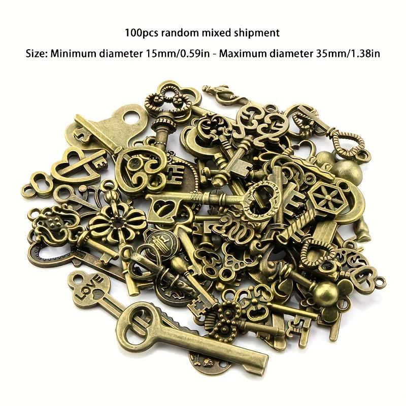 

Набор из 100 винтажных подвесок-ключей - Разнообразные металлические подвески цвета античной бронзы, изысканно оформленные, подходят для изготовления украшений своими руками и подарков на свадебную вечеринку 100-Pack