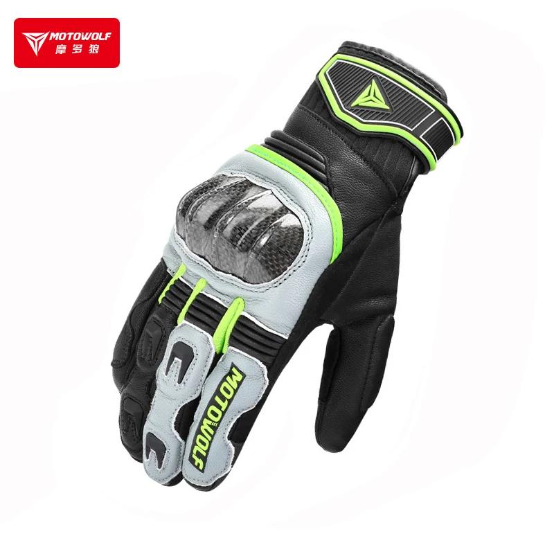 Motorcycle Gloves Leather Men Gloves Touch Screen Carbon Fiber Protect Luvas de Motocicleta de Couro Guantes Cuero Gants Cuir
