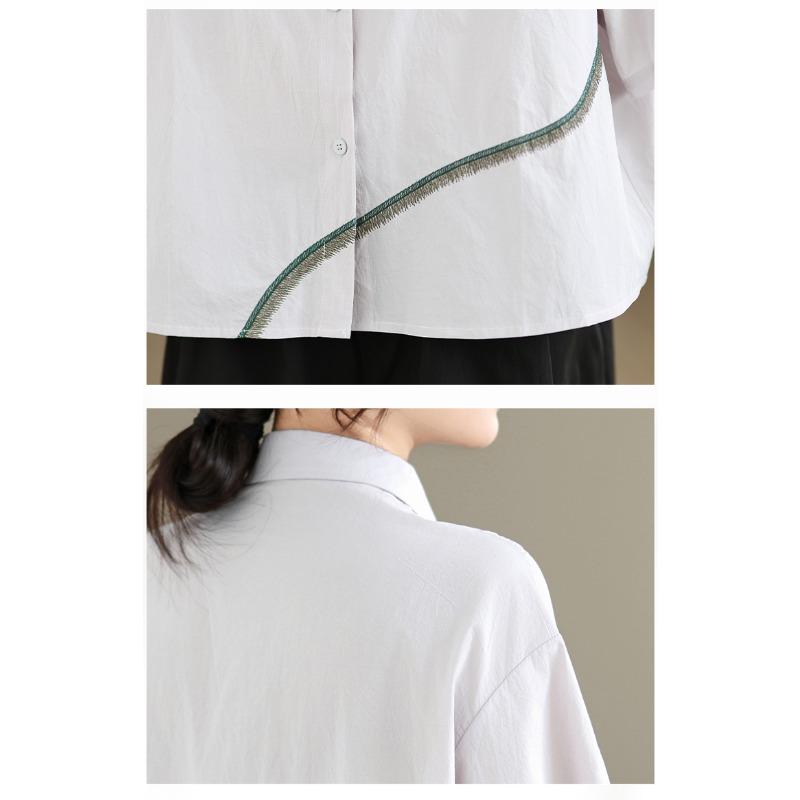 DIMANAF 2026 Women Plus Size New Summer Blouse Shirt Short Sleeve Casual Loose Lady Tops Shirts Embroidery Cotton