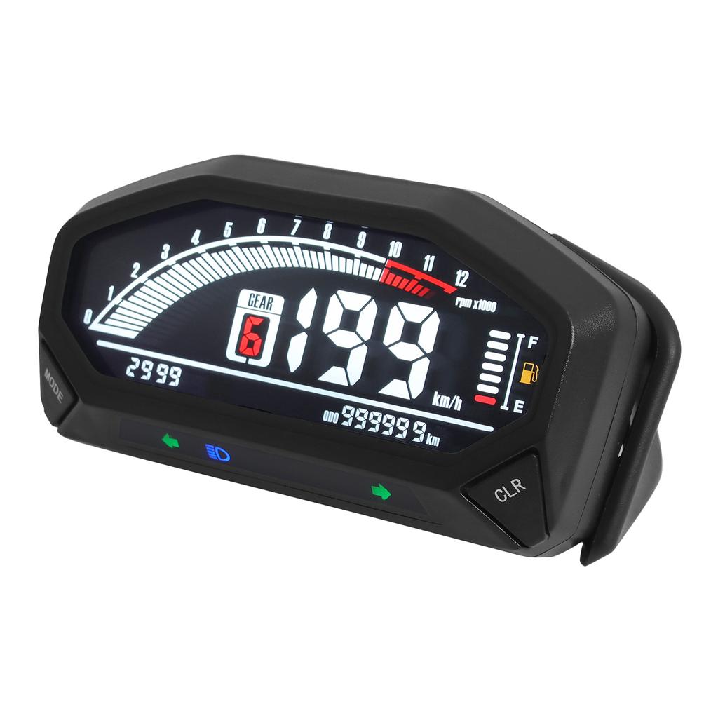 Digital Motorcycle Speedometer Speed Meter Tachometer RPM Gauge Fuel Gauge Odometer LCD Display Dashboard Panel Universal