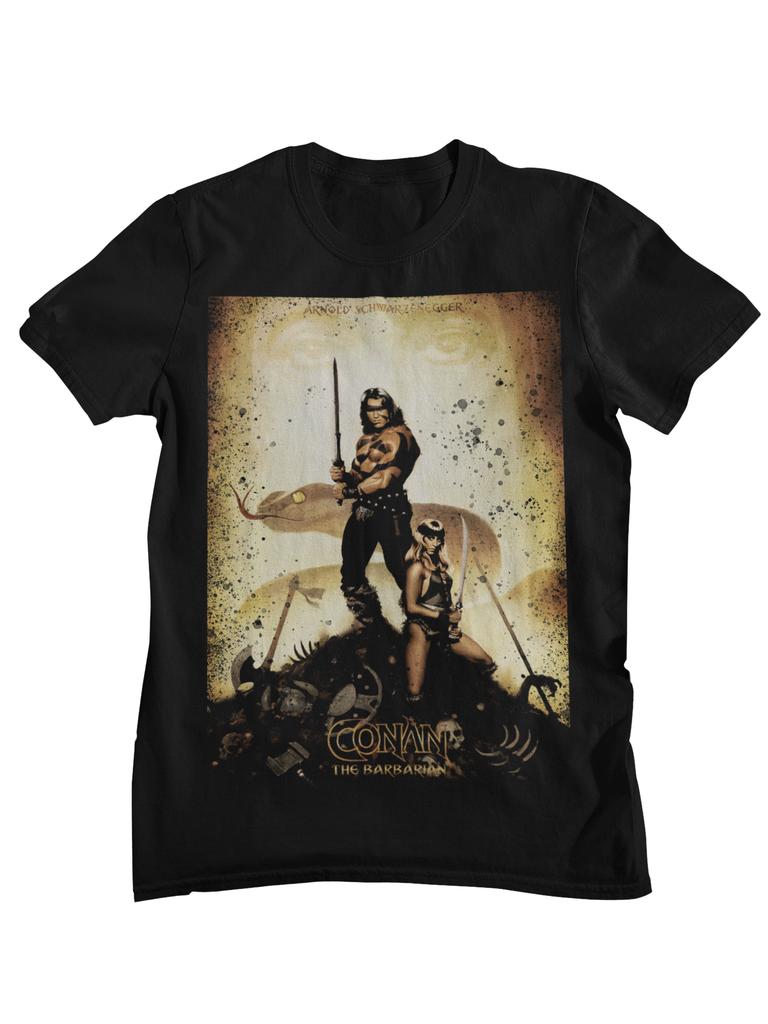 Conan The Barbarian 1982 Movie Poster T-Shirt Men Retro Fantasy Film Graphic Cotton Short Sleev