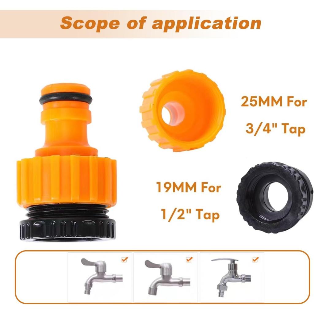 Quick Connect Garden Hose Kit - 6 End Connectors, 2 Tap and 2 Double Male Connectors