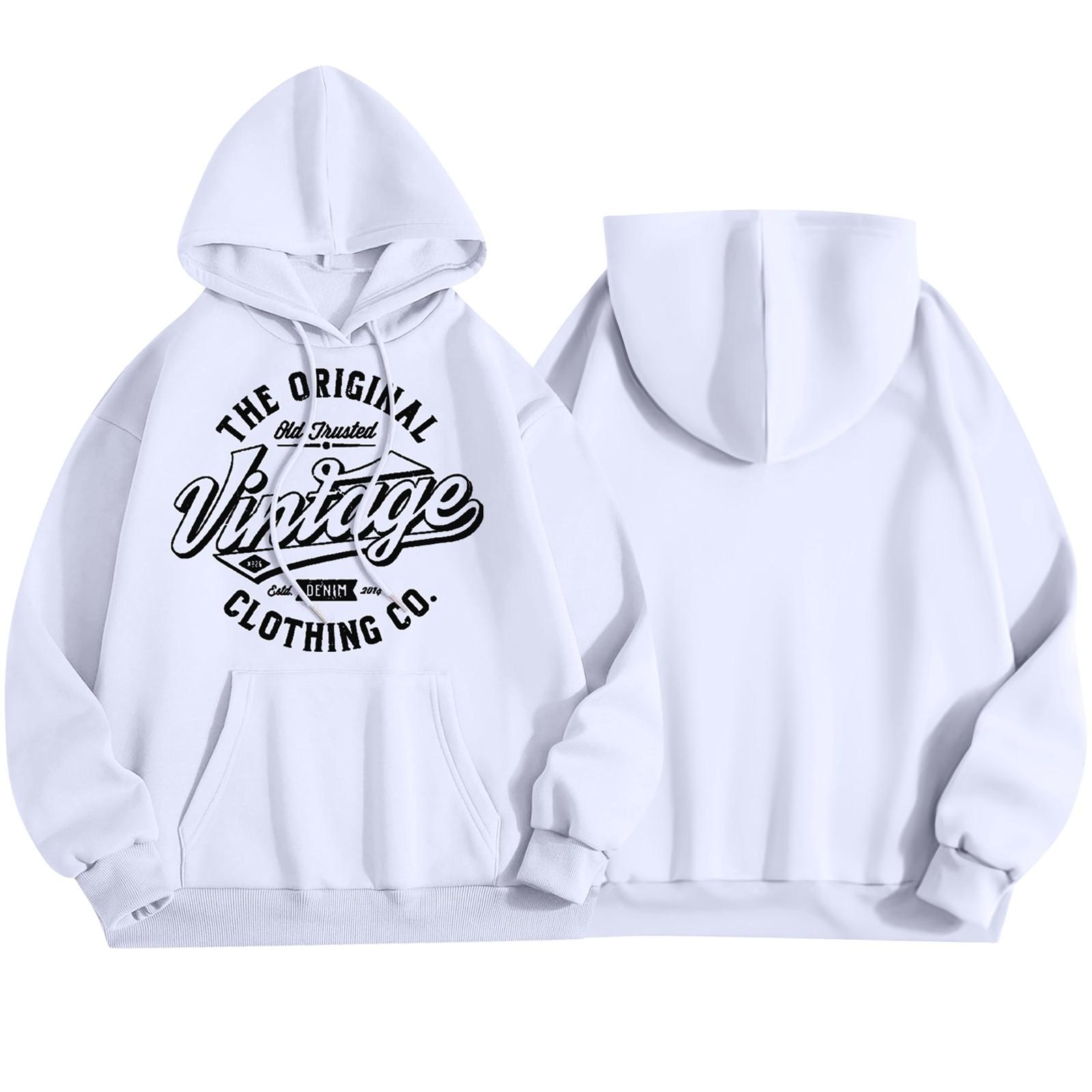 

Женская мода повседневная толстовка с капюшоном и круглым вырезом с длинным рукавом и принтом XL белый