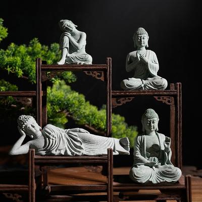 Buddha Ležící Meditující Řezba Socha Feng Shui Sběratelské Figurka pro Domov Zahrada Bonsaj Akvárium Stůl Dekorace Dvoru