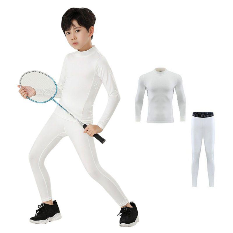 3-16 Years Kids Boys Quick Drying Breathable Elastic Sports Suit Sweatshirt Top and Tight Pants