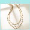 Elegant Double Layer Chain Necklace For Women With Unique Geometric Design In Alloy