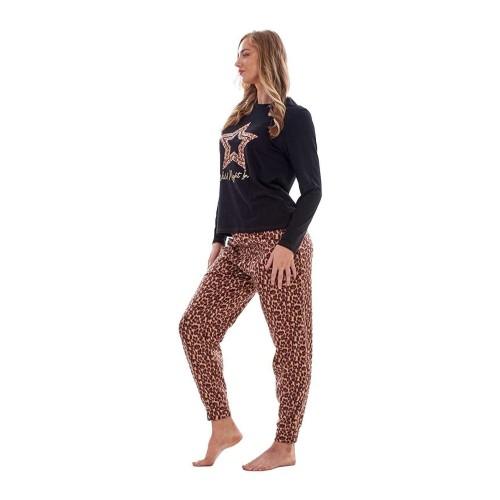 Keanu Womens/Ladies Leopard Print Microfleece Long Pyjama Set