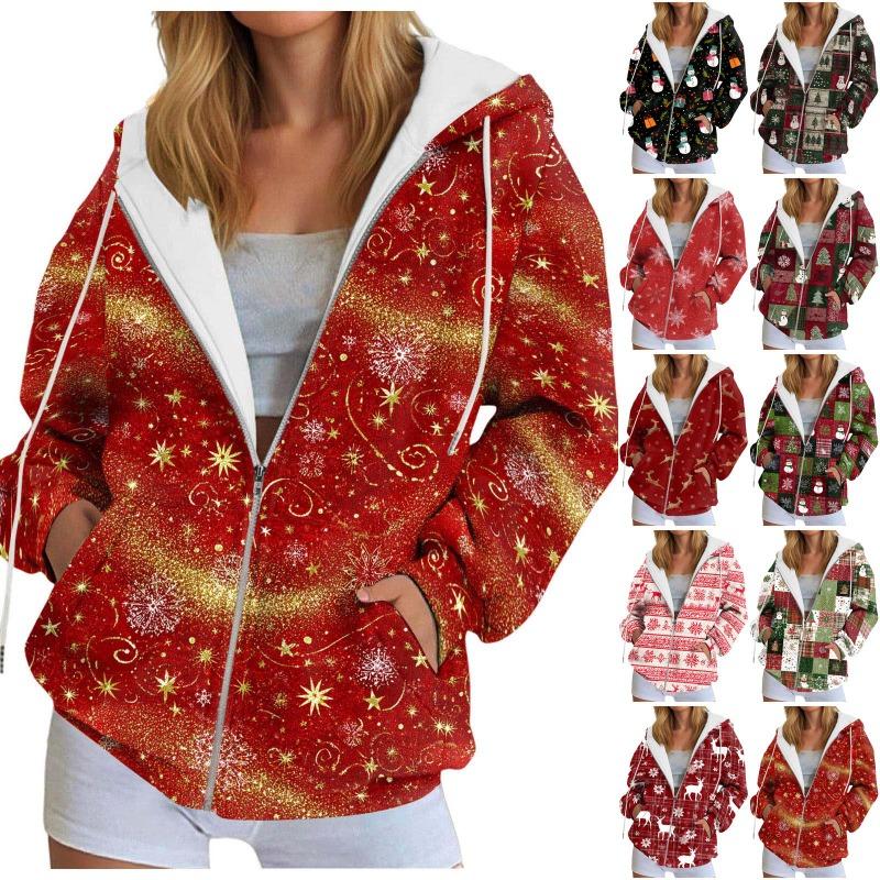 Fall Hoodies for Women Women's Sweatshirt Christmas Graphic Hoodies Casual Long Sleeve Loose Pullover Tops With Ladies Fall Tops