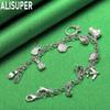 925 Sterling Silver Fashion Element Pendant Side Chain Beautiful Bracelet Gift Jewelry