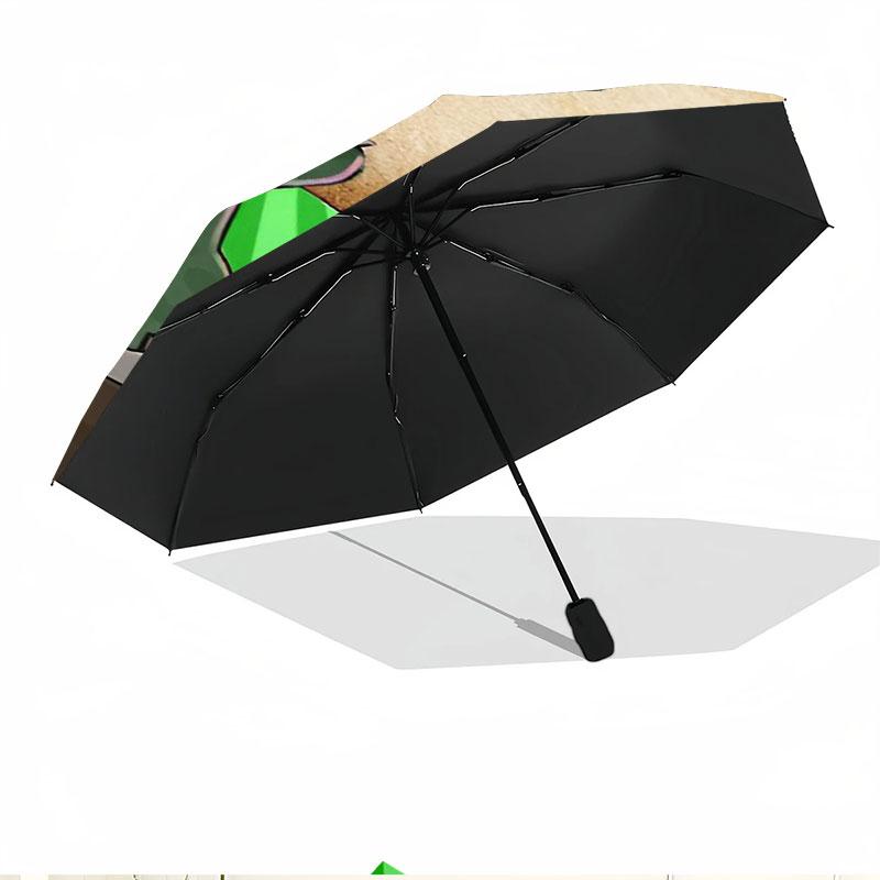 Plants Vs. Zombies Print Automatic Open Close Umbrella, Portable Foldable Umbrella, for Outdoor Commute Camping Trip, Ideal Birthday Gift