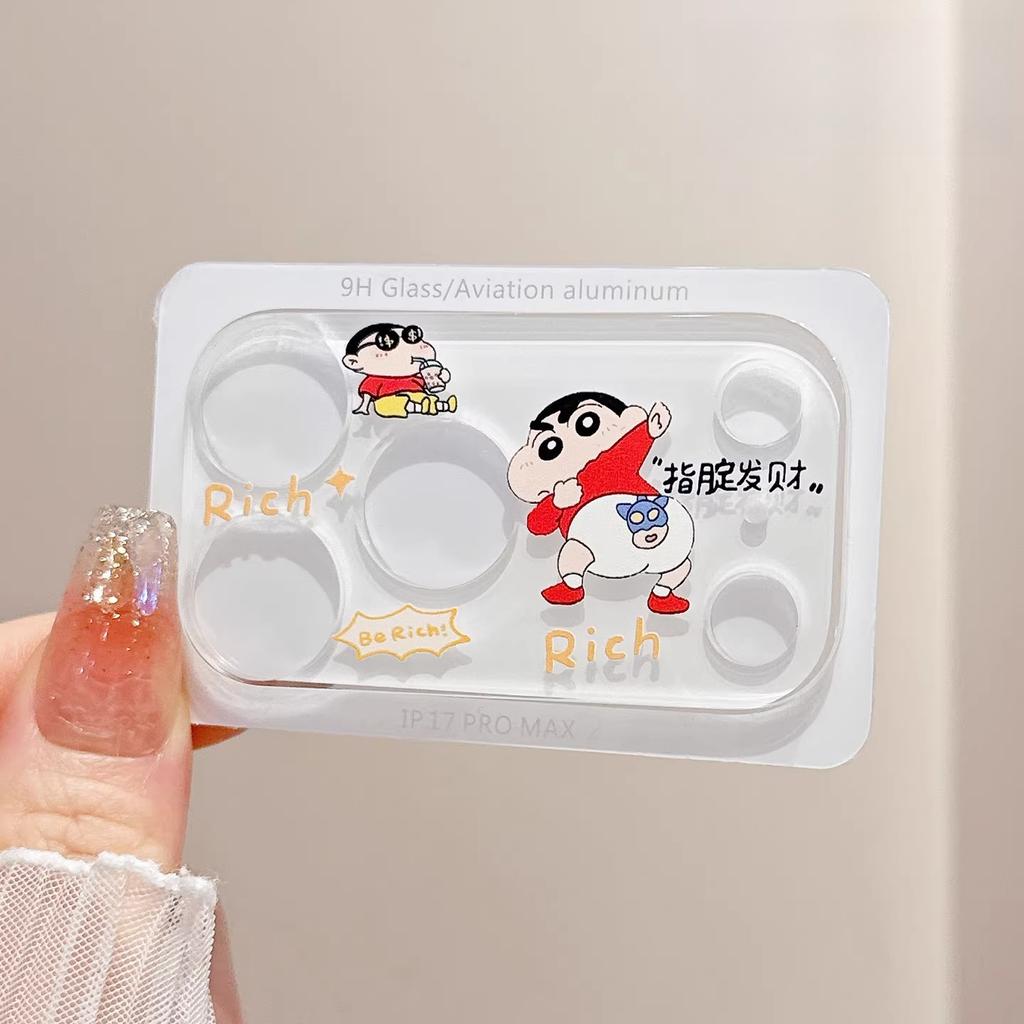 INS Korean Cute Cartoon Clear 9H HD Lens Tempered Glass Film For IPhone 17 Pro Max 16 15 14 Full Back Camera Protector