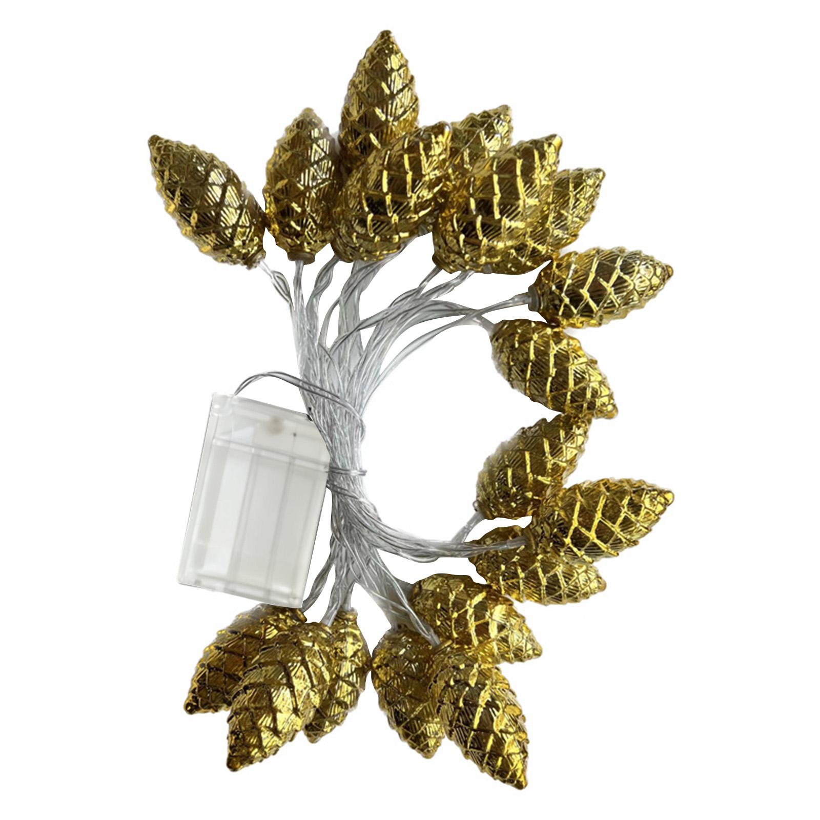 

Золотая светодиодная декоративная гирлянда, подвесной светильник, фонарный столб, гирлянда на батарейках и праздничное украшение One Size белый