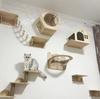 Wooden Cat Climbing Shelves Wall Mounted Cat Tree Sisal Scratching Post Pedal Hammock Indoor Kitten Playground Cats Accessories