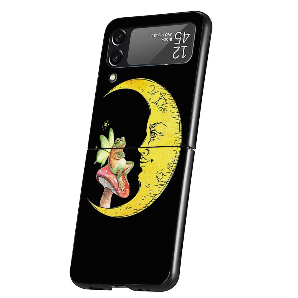 Cottagecore Frog Mushroom Kawaii Cover Phone Case For Samsung Galaxy Z Flip 7 6 5 4 3 5G Flip7 Flip6 Flip5 Flip4 Flip3 Black Fun
