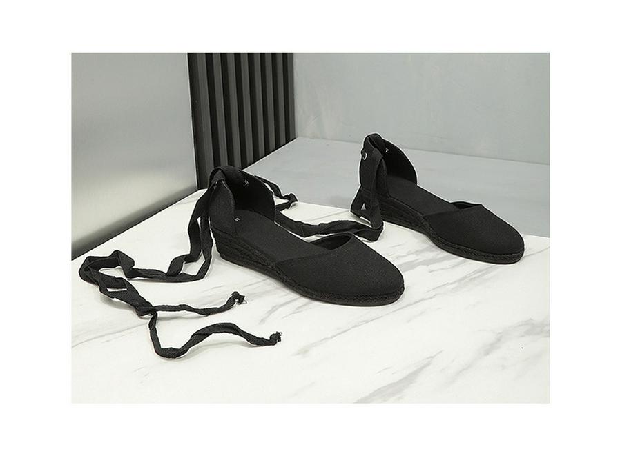 Women's Lace-Up Wedge Heel Straw Sandals - 2024 Spring/Summer Fashion Collection