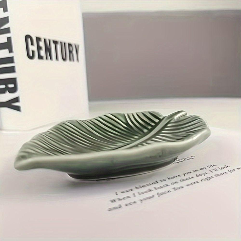 Nordic Style Ceramic Leaf Jewelry Dish INS Jewelry Display Tray Ring Storage Tray  Dresser Tabletop