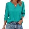 Women's Fashion Casual 3/4 Sleeve Solid Color Shirt Women's V-Neck Tops