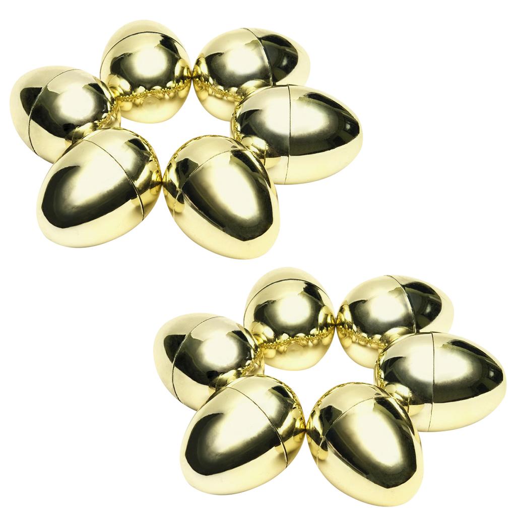 12pcs UNOMOR Plastic Golden Easter Eggs for Easter Egg Hunt Games Party Decorations