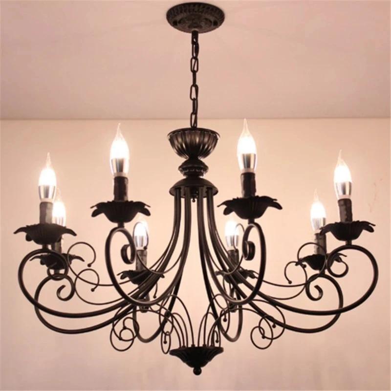 European classic living room Chandeliers forged iron E14 candle Chandeliers retro bedroom kitchen home decoration lighting