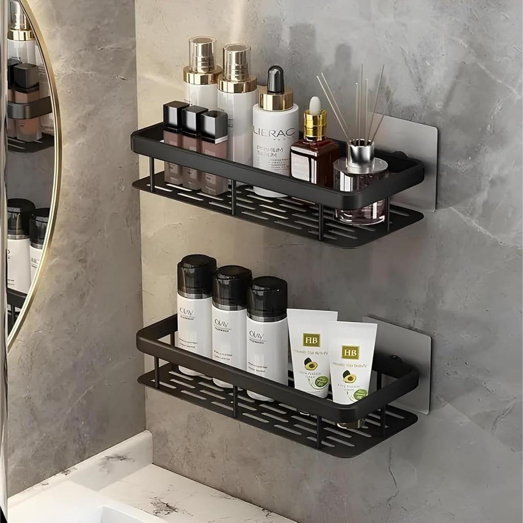 Self-Adhesive Multipurpose Wall Mounted Bathroom Shelves | Space-Saving Storage Organizer Racks for Bathroom and Kitchen Accessories