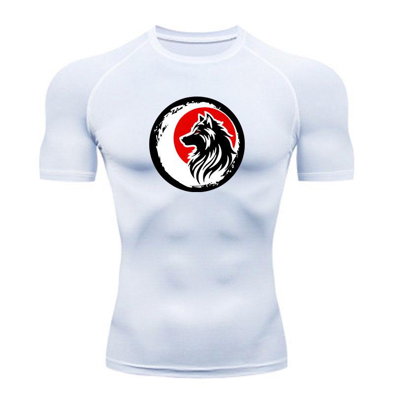 Men's Quick Dry Compression Workout T-Shirt, Athletic Wolf P