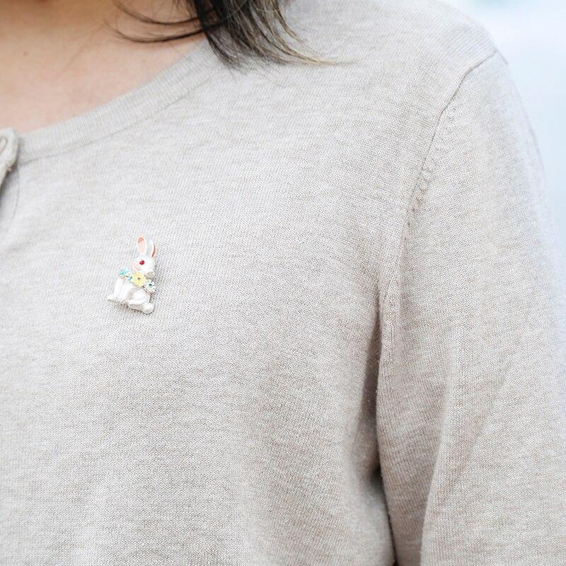 

Модные винтажные украшения с изображением кролика и цветка бантом, эмалированная брошь со стразами, свадебные аксессуары для женщин