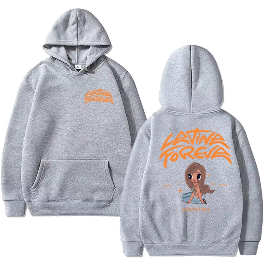 Hot Sale Karol G Latina Foreva Double Sided Printed Hoodies Men Women Harajuku Fashion Sweatshirt Unisex Fleece Casual Pullovers