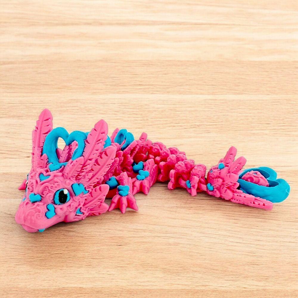 Movable Joints 3D Printed Dragon Cartoon Handicraft 3D Rotatable Articulated Dragon Realistic Figurine
