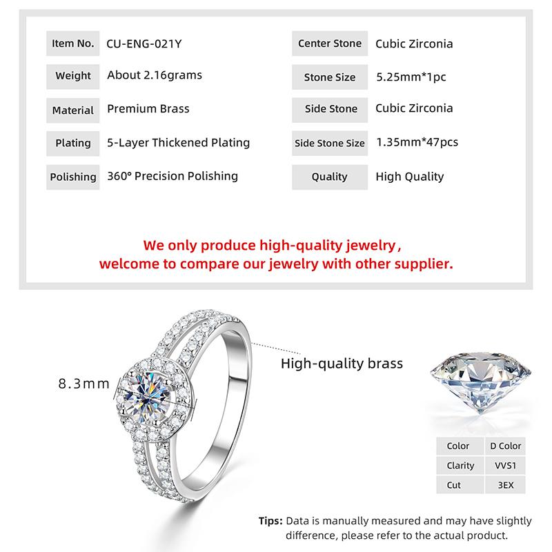 Anziw Classic 14k Gold Filled Wedding Rings For Women 0.5CT Round Cut Cubic Zirconia Fingers Ring Engagement Bridal Jewelry Gift