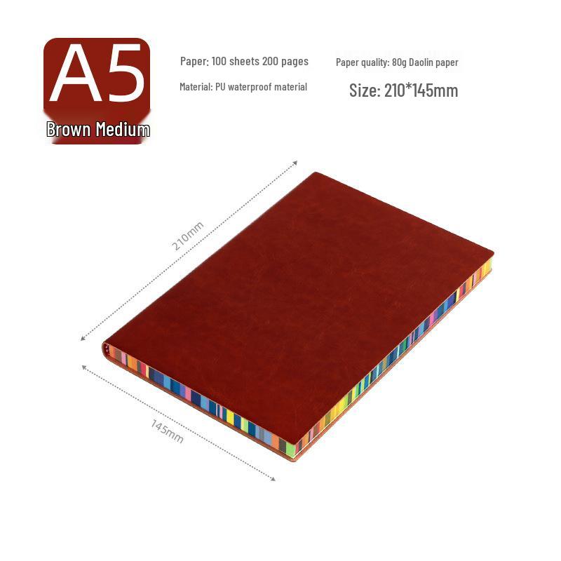 A5 Soft Cover Rainbow Edge Cute Notebook - Custom Color Edge Thick Leather Diary