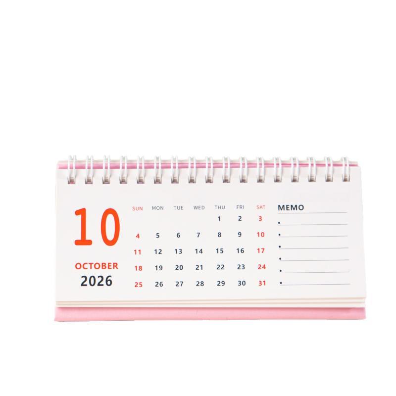 1Pcs 2027 Mini Coil Standing Desk Calendar Waterproof Page Flip Planner for Office Workers Daily Task Management