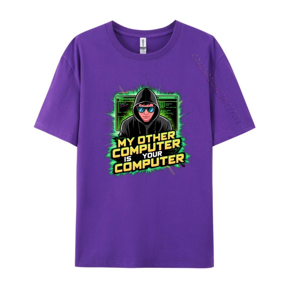 Lustiger Hacker Techie Mein Anderer Computer Ist Dein Computer Luxus T-Shirt Klassische Marke Kleidung Vaporwave