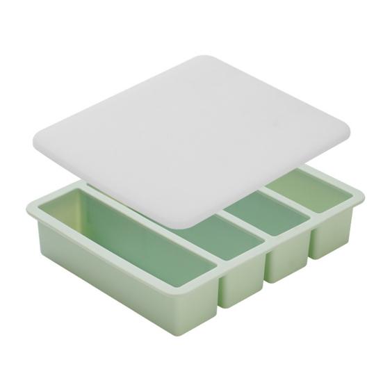 

Форма для льда с крышкой Силиконовые формы для льда для морозильной камеры Штабелируемая Большая квадратная форма для льда для коктейлей, сока, кофе 4 ячейки Форма для приготовления кубиков льда зелёный