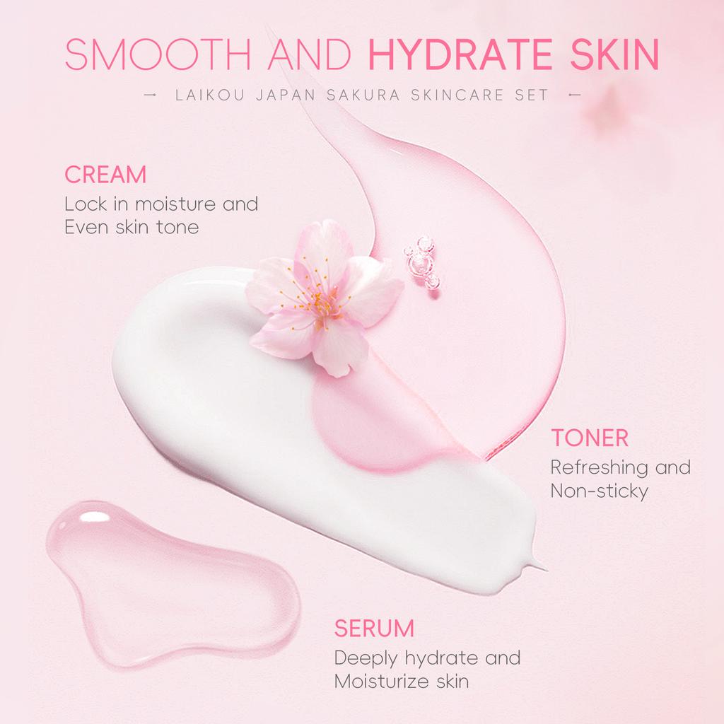 LAIKOU Coffret de soins Sakura 8 pièces – Cadeau d'anniversaire pour une peau éclatante