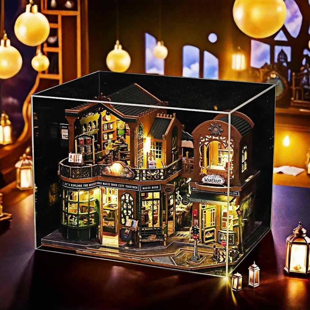

FSEARRT Dollhouse DIY Kit Miniature Dollhouse Living Room Relaxing Item Bookstore Set, Kit, Decor, Gift, (Twilight (Dustproof Case))