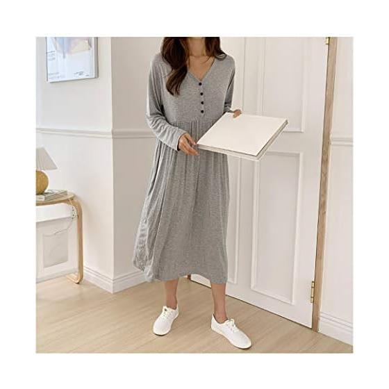 Maternity Pajamas One Piece Nursing Clothes with Nursing Mouth Nursing Mouth One Piece Long Sleeve Open Front Button Large Size Autumn Fall Winter