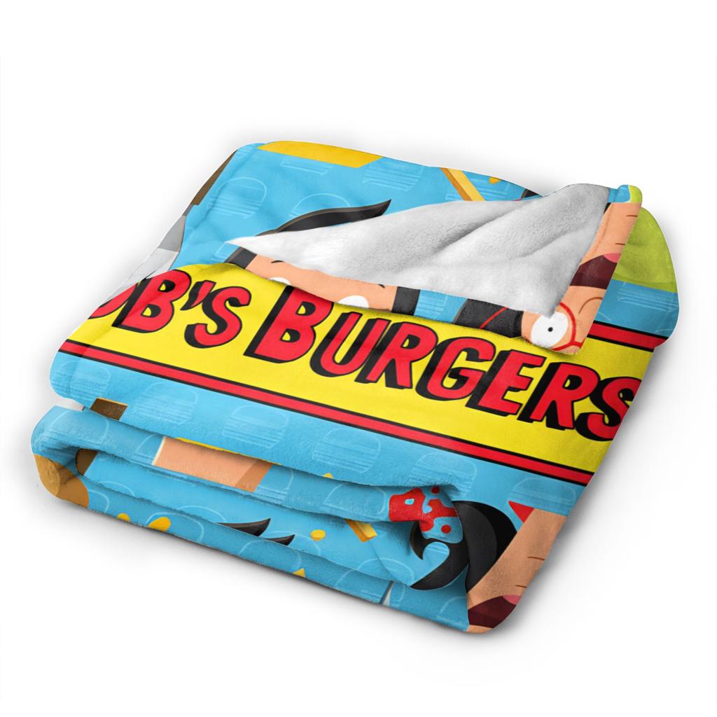 Super Warm Blankets Camping Anime Bobs Funny B-Burgers Throw Blanket Movie Flannel Bedspread For Home Decor Trend Sofa Bed Cover