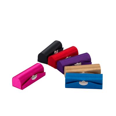 1Pcs Pure Color Lipstick Box Case Holder With Mirror Women's Cosmetic Jewelry Packaging Plain Fabric Lipstick Storage Box