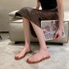 Summer Flat Sandals Transparent 2025 New Woman Beach Sandalias Casual Anti Slip Comfortable Outdoor Peep Toe Jellies Shoes