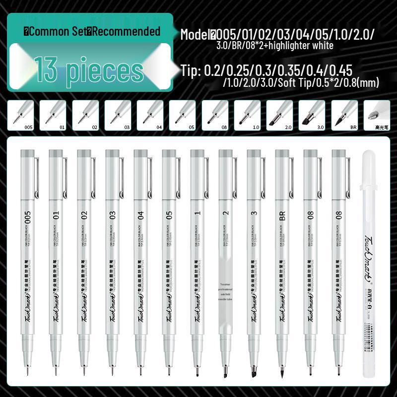 Authentic Touchmark Waterproof Quick-Dry Fine Liner Needle Pen Set for Art and Student Design