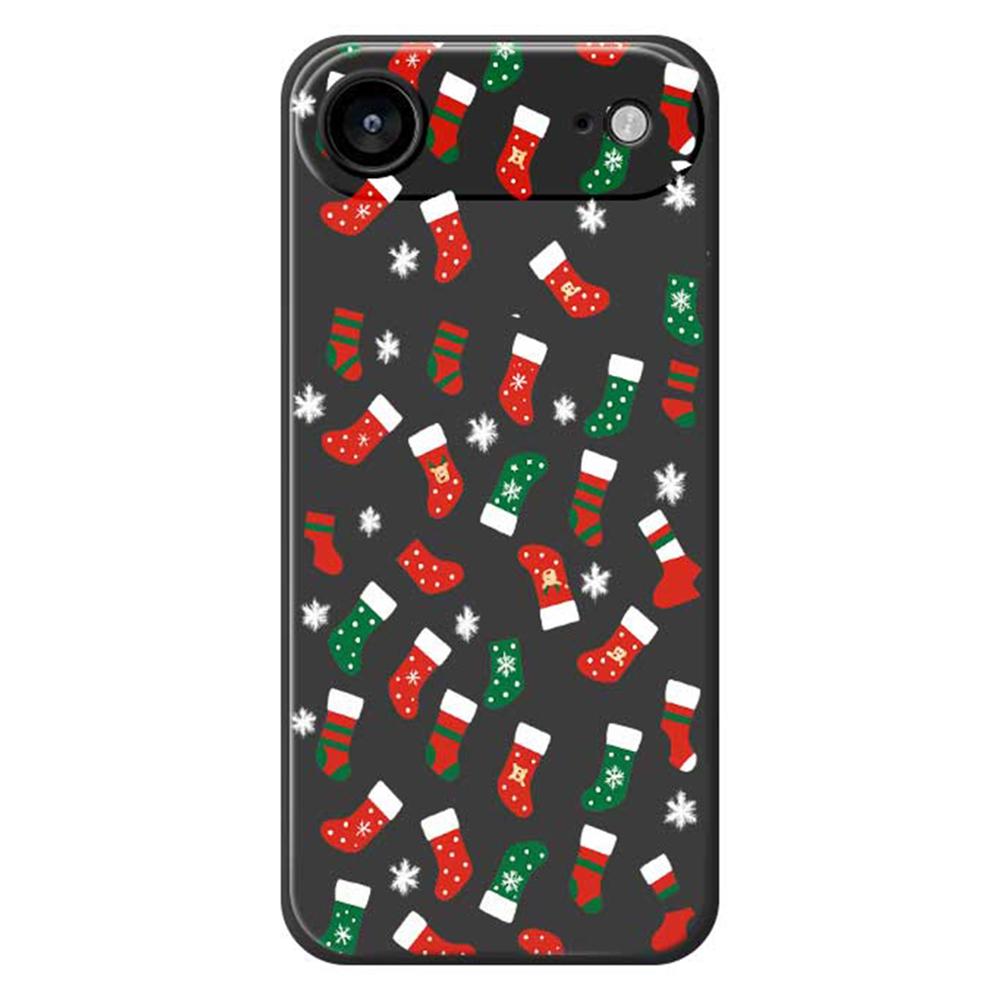 For iPhone 17 Air Case Red and Green Socks Pattern Printing Straight Edge TPU Phone Back Cover