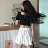 DEEPTOWN Koreanischen Stil Mini Rock Frauen Hohe Taille A-line Patchwork Spitze-up Rüschen Niedlichen Falten Rock Kawaii Sommer Mode