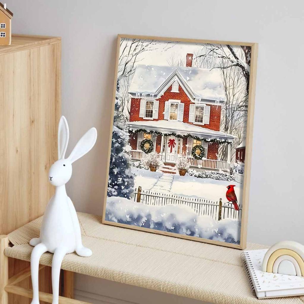Christmas Atmosphere Diamond Art Set, 5D DIY Full Diamond Dot Painting Crystal Cross Stitch Painting Craft To Decorate Home Walls