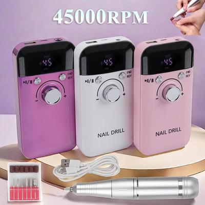 2024 Original 45000 U/min wiederaufladbare Nagelbohrmaschine, professioneller Nagellackschleifer mit LCD, geräuscharmem Nagelzubehörset