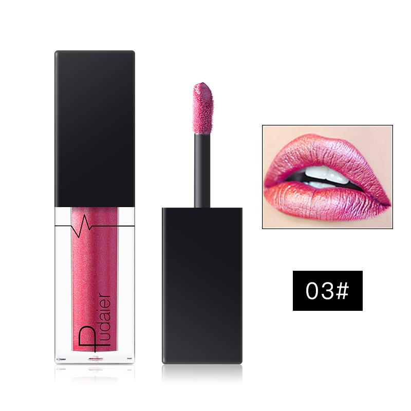 Gloss Labial Metálico Alto Brilho, Longa Duração, Fórmula Não Pegajosa, Batom Hidratante Brilho Labial Ideal para Festas, Encontros e Uso Diário
